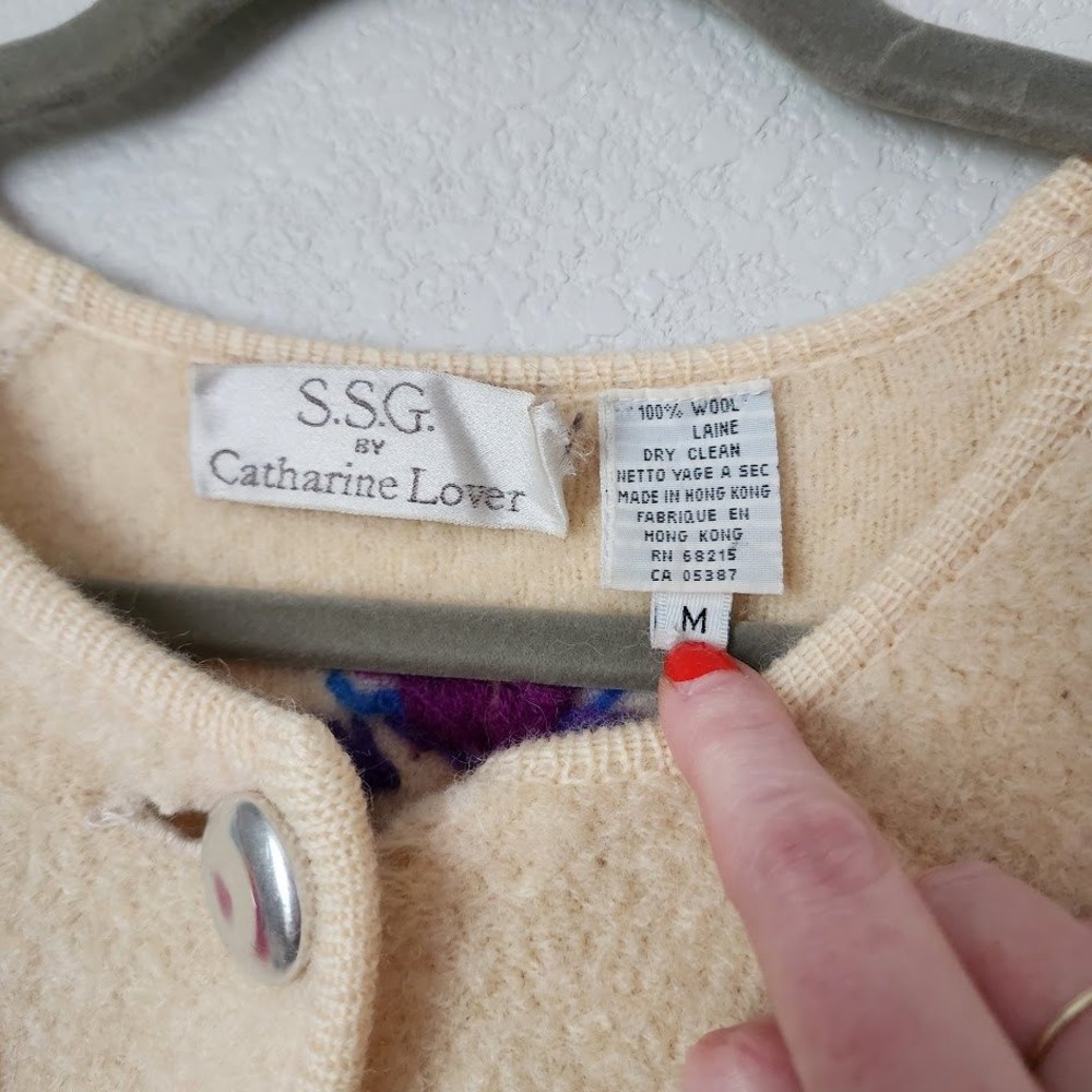 SSG Catharine Lover Wool Jacket Flower Embroidery Boho Cottagecore Cream M - Picture 3 of 8